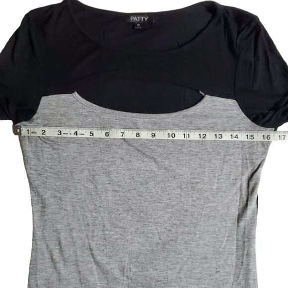 Patty black gray long sleeve top sz M - Picture 9 of 12